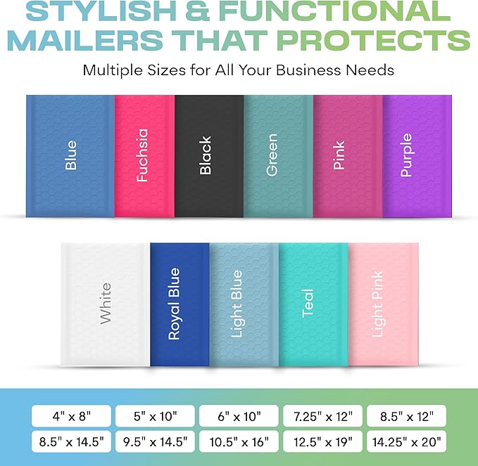 White 12.5x19.5 Inch Large Poly Bubble Mailers #6 | Padded Envelopes with Self Seal | Air Lined Cushioned Bubble Mailer | Usable Size 12.5x15 | 100 Pack Bulk | Lightweight shipping Bags | Made in USA