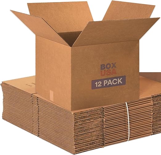 BOX USA Moving Boxes Large 20"L x 20"W x 15"H 12-Pack - Corrugated Cardboard Box for Shipping, Mailing, Packing, Packaging and Storage