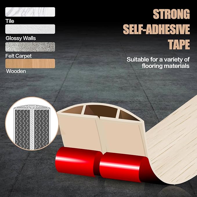 Floor Cord Cover Cavity 0.8"x0.37" Self Adhesive Cord Hider, 10FT Low Profile Cable Management, Extension Strip Protector for Wires, Prevent Cable Trips for Offices, Gyms, Exhibitions (Yellow Wood