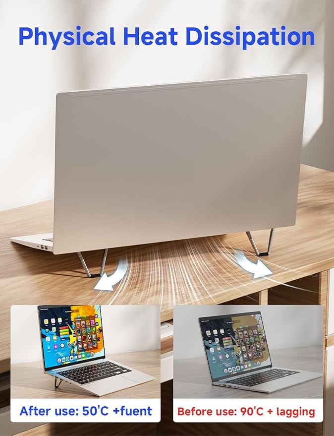 Portable Laptop Stand, Mini Aluminum Keyboard Riser,Foldable Cooling Pad,Ergonomic Adjustable Laptop Stand Holder for 11.6-17 Inch Laptops for MacB00k Air/Pro,Silver