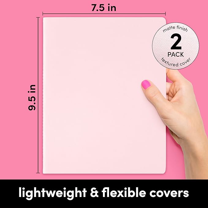 PAPERAGE Soft Cover Blank Journal Notebook, 2 Pack, (Blush), 100 Pages, Large 7.5 inches x 9.5 inches, Ideal for Sketch Book, Note Taking & Travel Journal
