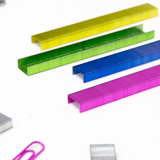 BAZIC Products Staples Standard 26/6 Metallic Color 3000/Pack Refill for Stapler, Ideal Office Staples for Home, School & Business, Assorted Colors, 24-Packs