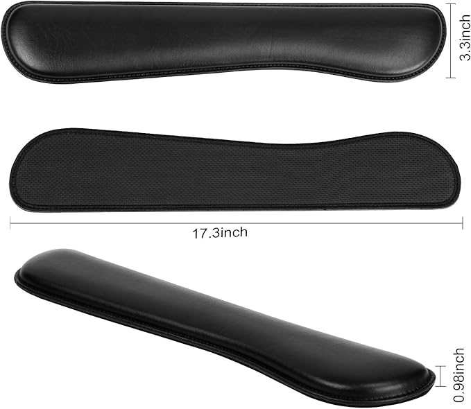 RICHEN Ergonomic PU Leather Keyboard Wrist Rest and Mouse Pad with Wrist Support, Memory Foam Set for Computer/Laptop,Gaming and Office, Comfortable for Easy Typing & Pain Relief (PU Black)