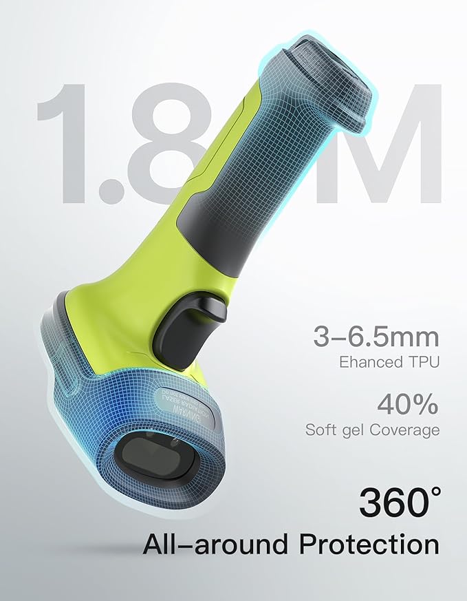 Inateck 2D Barcode Scanner, Wireless Bluetooth QR Code Scanner with AI APP & SDK, 180-Day Battery Life, Fast & Accurate Scanning, Compatible with iOS/Android/Windows, BCST-72 Green