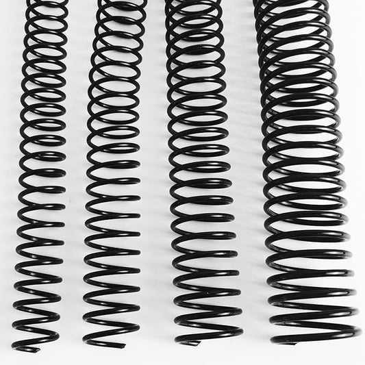 Binditek 100 Pack Plastic Spiral Binding Coils, Multi Size (14mm, 16mm, 20mm, 25mm) (9/16", 5/8", 13/16", 1"), 4:1 Pitch, Black, for Students and Coworkers