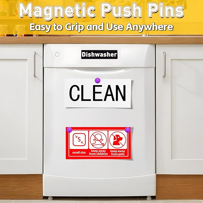 VNDUEEY 16 Pack Purple Fridge Magnets, Refrigerator Magnets Strong Whiteboard Magnet, Small Magnet for Fridge, Magnetic Push Pins for Home, Office, School, Locker, Adult