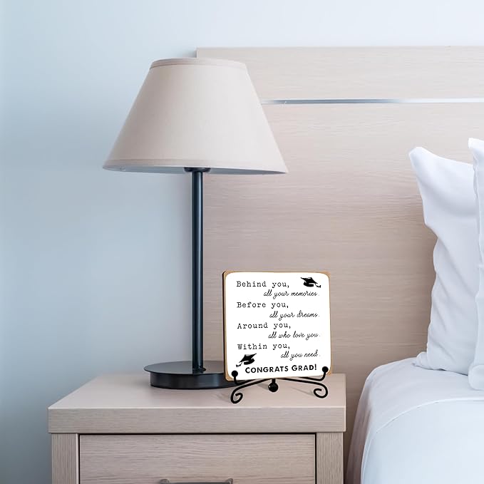 Graduation Decorations, Graduation Gifts for Class of 2026, Inspirational Desk Decor Wood Plaque with Stand, Congrats Grad Gift for Senior College Graduated Women Girl-A31