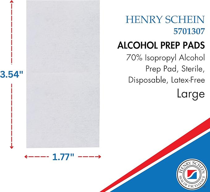 Large Alcohol Prep Pads (200/Box) - 70% Isopropyl Alcohol Wipes, Individually Wrapped - 2 ply, Textured - Skin Prep Alcohols Swabs - Sterile Pads