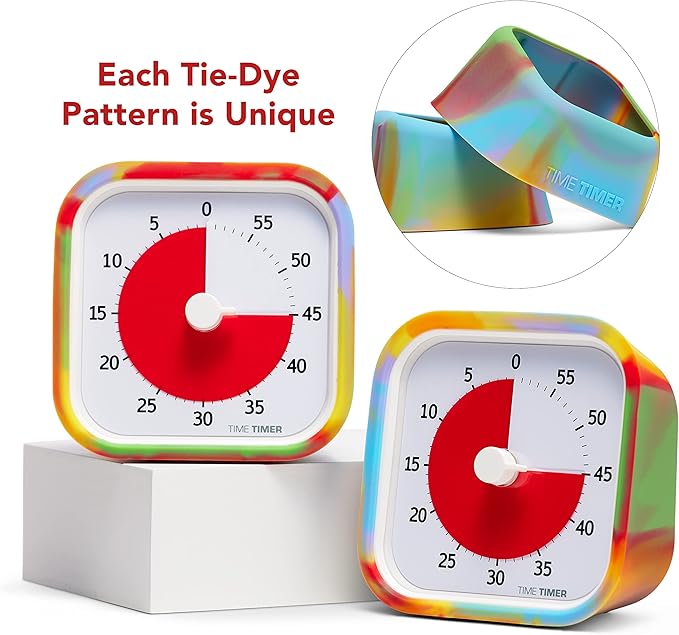 TIME TIMER Soft Removable Cover - Special Edition - Compatible with MOD Visual Timer - for Classroom Learning, Elementary Teachers Desk Clock, Homeschool Study Tool and Office Meetings (Tie Dye)