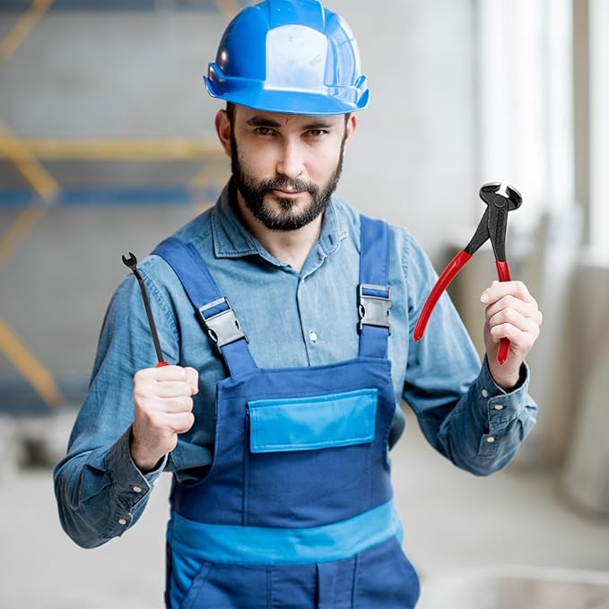 Hiceeden 4 Pcs Carpet Staple Remover Tools, Heavy Duty Staple Puller with End Cutting Plier, Nail Puller Tack Lifter Tool for Removing Staples on Furniture, Floor, Wood Case, Carton, Photo Frame