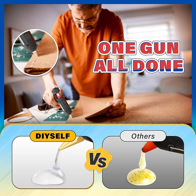 DIYSELF Hot Glue Gun, Full Size, 1 PCS Glue Gun with 20 Glue Sticks, Glue Gun and Sticks Set, Hot Glue Gun Kit for Crafts, Fabric, Woodworking, Craft Glue Guns, Heavy Duty Glue Gun, 60/100W(Black）