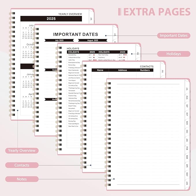 Planner 2025-2026, Weekly and Monthly Calendar Academic Planner (July 2025 - June 2026), Hardcover Teacher School Student Agenda with Tabs, Ideal for School Office Supplies, A5 (6.3" x 8.5")