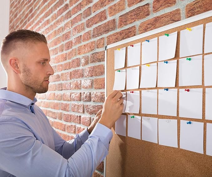 Board2by Bulletin Board 36 x 48, Silver Aluminium Framed 4x3 Large Wall Mounted Cork Office Notice Pin Board