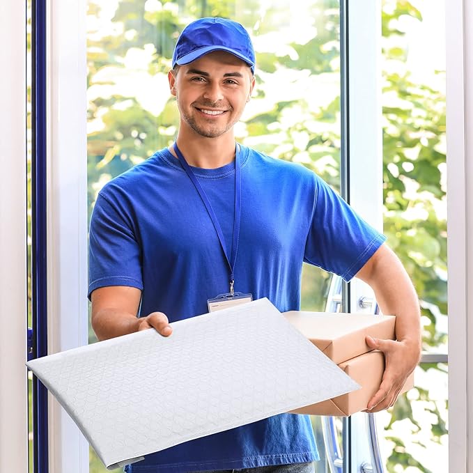 Fuxury 100 Pack Bubble Mailers 10.5x16" Thick Padded Envelopes Large Mailing Envelopes Opaque Bubble Padded Cushioning Mailers Bubble Bags for Packaging Small Business#5 White