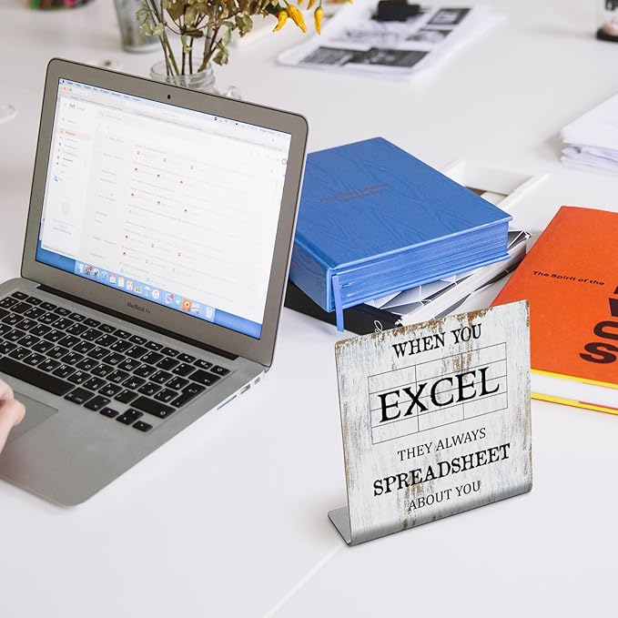 When You Excel Sign Definition Accountant Gift for Women Men, Rustic Office Humor, Funny Inspirational Home Decoration for Coworkers XUV85