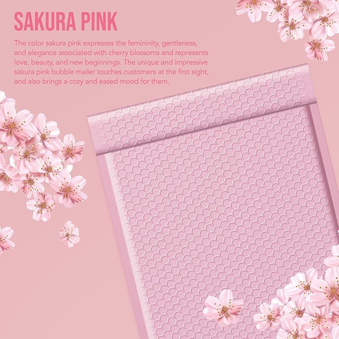 Fuxury Large Bubble Mailers 10.5x16 Inch 40 Pack Thick Padded Envelopes Opaque Mailing Envelopes Bubble Padded Mailers Shipping Bags for Packaging Small Business #5 Light Pink