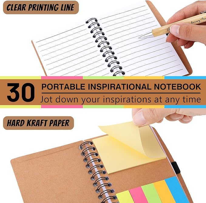 30 Sets Employee Appreciation Gifts Bulk Inspirational Spiral Notebooks with Sticky Notes Motivational Journals Ballpoint Pens Thank You Gifts for Teacher Nurse Coworker (30, Thank)