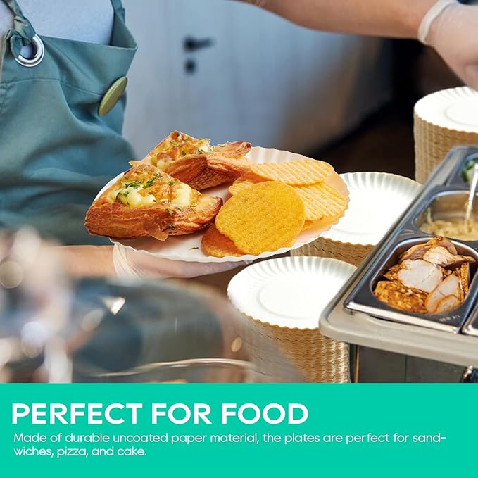 JOLLY PARTY 6 Inch White Paper Plates Uncoated, Everyday Disposable Paper Plates, Light Weight Small Dessert Plates, Round 6" Paper Plate Bulk, 800 Count