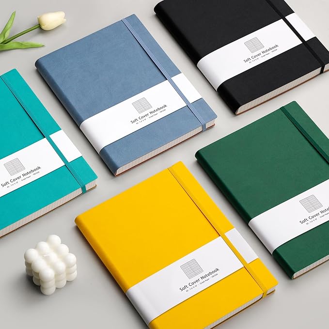 AHGXG Graph Paper Notebook - 320 Pages Grid Paper Notebook Large Journal B5, 100gsm Thick Graph Paper, Leather Softcover, Inner Pocket, 7.6'' X 10''- Black