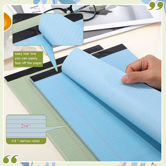 Fuutreo 8 Pcs 8.5'' x 11'' Colored Legal Pad Writing Pads Narrow Ruled 50 Sheets Per Notepad Perforated Writing Notepad Office Supplies for College Office Business (Earthy Color)