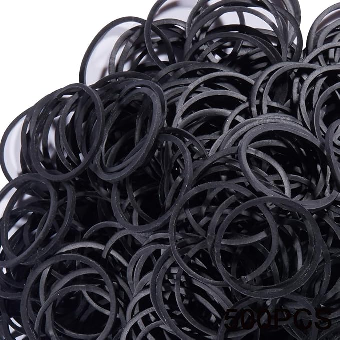 AMUU Rubber Bands 500pcs Black 1inch Small Rubber Bands for Office 2.5cm rubber band for Office School Home Strong Elastic Band Loop Office Supplies
