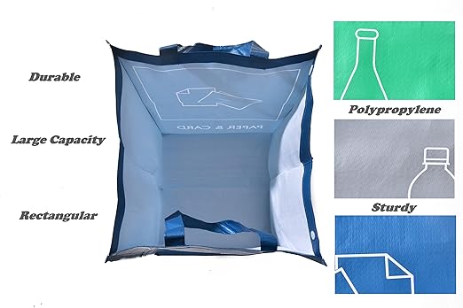 YOUNG DA Reusable Recycle Bags, 3-Piece Separate Recycling Bin Set for Home, Kitchen, and Office - Waterproof Recyclable Waste Sorting Organizer