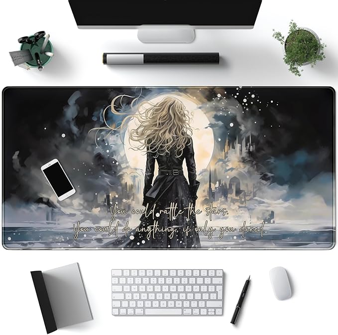 Dark Magic Large Mouse Pad Gaming MTG Playmat Original Paint Desk Mat Adventure Extended Mousepad Art Long Mouse Pads XXL, Cool Desk Pad for Keyboard with Stitched Edges 31.5" X 15.7 "