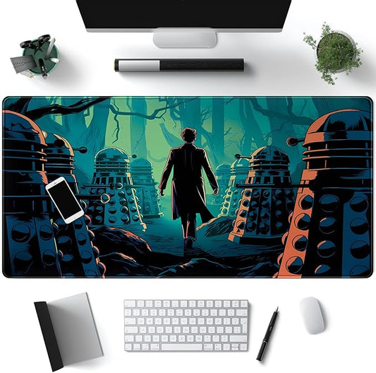 Adventure Anime Desk Pad Mat Game Playmat Black Mousepad Gaming Green Desk Mat, Desk Pad for Keyboard and Mouse Keyboard Dad Stitched Edges Non-Slip Rubber Deskpad, 31.5" X 15.8"