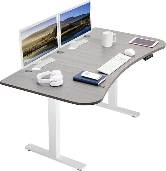 VIVO Electric 63 x 32 in Standing Desk, Memory Height Adjustment, 1B Series, Dark Gray Top White Frame, DESK-KIT-1W1G
