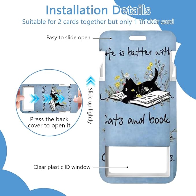 Cat Badge Holder Reel Lanyard,ID Card Badge Holder Retractable Name Tag Clips for Doctor Nurse Teacher Office Student