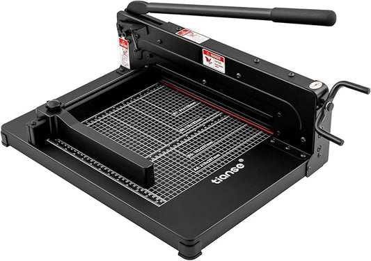 TIANSE Heavy Duty Guillotine Paper Cutter A4 12" Guillotine Paper Cutter 500 Sheet Capacity Solid Steel Construction with Double Safety Protection Perfect for Trimming Paper Cardstock Matboard Black