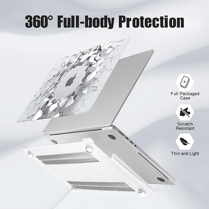 DTangLsm Compatible for 2025 MacBook Air 13 inch Case 2024 2023 2022 M4 M3 M2 A3240 A3113 A2681 with Touch ID, Clear Slim Plastic Hard Shell Case&Keyboard Skin for MacBook Air 13.6 M2 Cover,3D Gravels