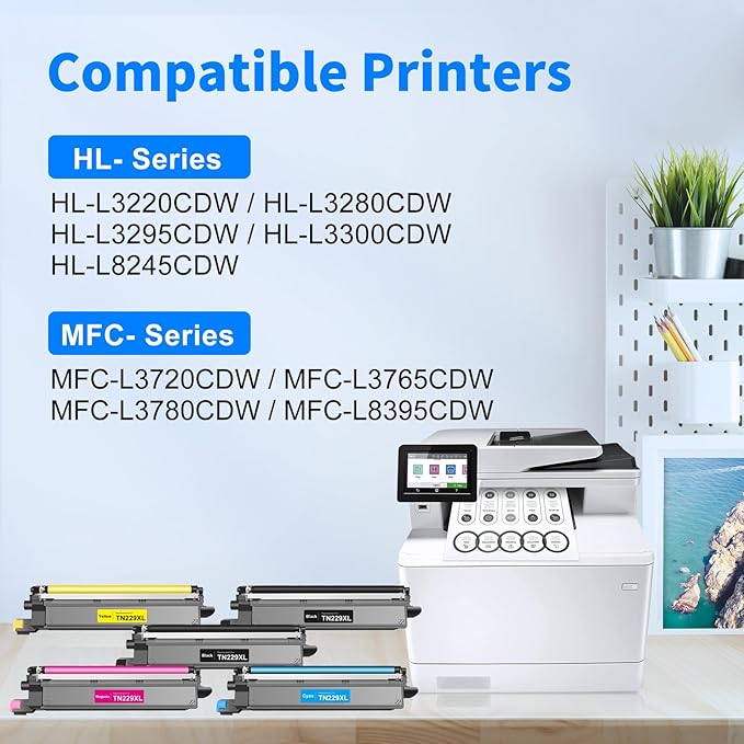 myCartridge Compatible Toner Cartridge Replacement for Brother TN229XL TN229 Toner for HL-L3280CDW MFC-L3780CDW MFC-L3720CDW HL-L3220CDW HL-L3295CDW Printer,TN-229XL TN229XXL Toner 5-Pack