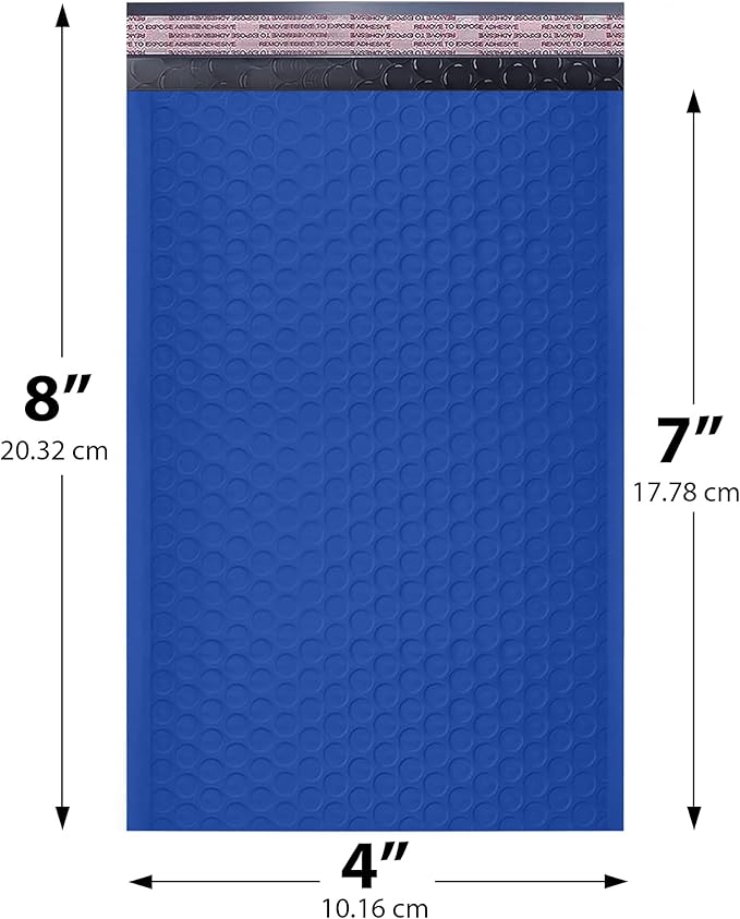 Royal Blue Small Bubble Mailers 4x8 Inch #000 | Thick Padded Poly Bubble Mailer Envelopes | 1000 Pack Bulk | Trading Card Sports Card Shipping