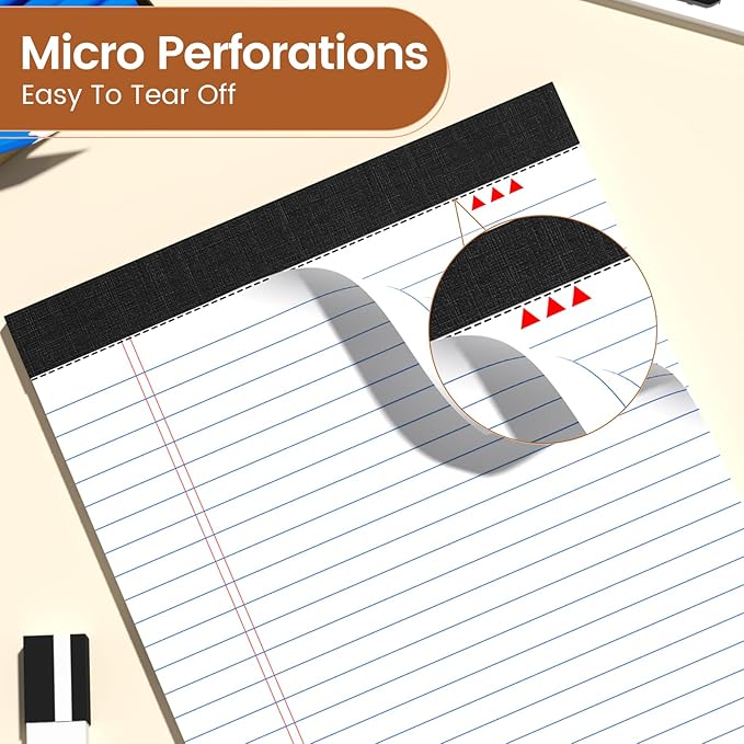 Legal Pads 8.5 X11, Narrow Ruled Notepads, 12 Pack, 50 Sheet/Pad, White Legal Pads, Tear Off Notepad, Perforated Writing Pad, Notebook Paper College Ruled, Notepads for Office Home School, Notepad