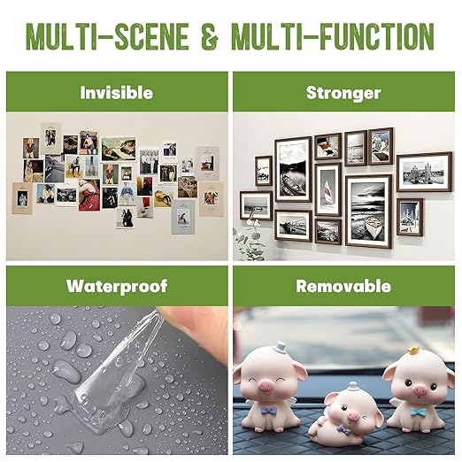 Adhesive Dots Double Sided, 100PCS Mounting Putty for Wall, Posters, Balloons - 0.4" Removable Clear Adhesive Putty, No Damage Sticky Adhesive Tack for Poster & Festival Decoration Museum