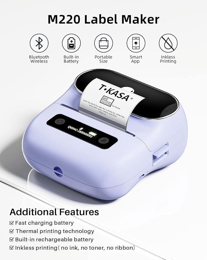 Phomemo Label Maker, Bluetooth Thermal Printer for Barcode, Address, Home, Mailing, Small Business,Clothing, Portable Label Maker Machine with 3 Label