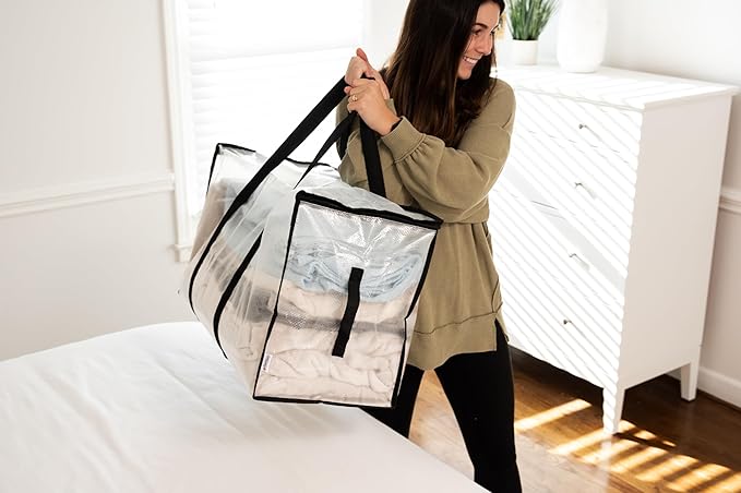 ClearSpace Oversized Moving Bags or Storage Bag – Large Moving Boxes with Backpack Straps, Zippers & Handles – Heavy-Duty Packing Bags for Moving, College Dorm, Christmas Decorations, 6 Pack