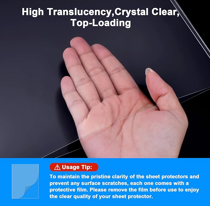 Ndsox 10 Pack 9" x 12" Rigid Print Protectors Clear Hard Plastic Sheet Protectors Top Loading for Photographs, Photo Papers, Posters, Prints, Birth Certificates, Heavy Duty No-Hole Rigid Photo Sleeves