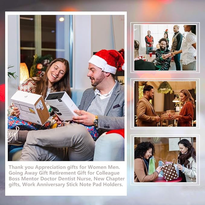 10 Year Work Anniversary Cute Gift for Employee, Thank You Appreciation Gifts for Coworkers Staff, 10th Work Anniversary for Her Him, Happy Anniversary Office Self-Stick Note Pad Holders-DW13