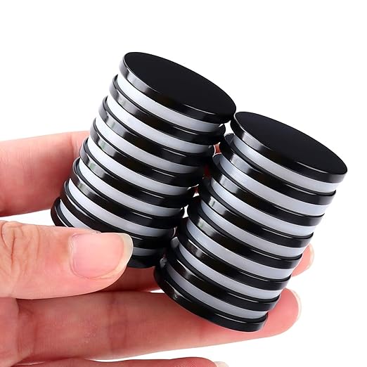 LOVIMAG Super Strong Neodymium Disc Magnets, Powerful Permanent Rare Earth Magnets with Double-Sided Adhesive for Fridge, DIY, Building, Scientific, Craft, and Office-1.26 x 1/8 inch-Black Pack of 100