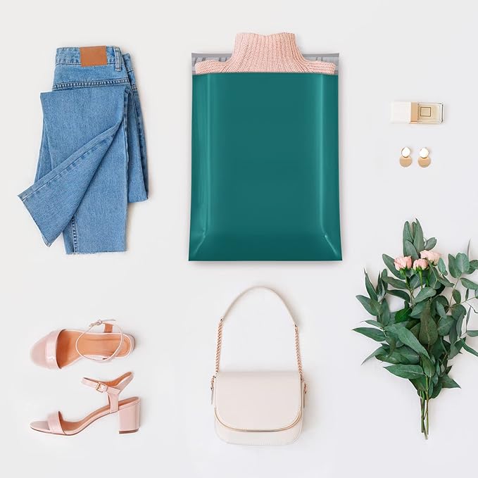 Fuxury 500 Pcs Poly Mailers 14.5x19 Inch, Bulk Shipping Bags for Clothing, Strong Adhesive Shipping Envelopes for Small Business Suppliers,Waterproof Mailers Poly Bags Mailing Envelopes Green