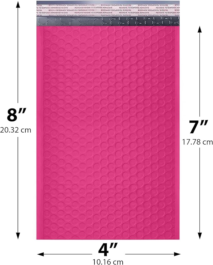 Hot Pink Small Bubble Mailers 4x8 Inch #000 | Thick Padded Poly Bubble Mailer Envelopes | 1000 Pack Bulk | Trading Card Sports Card Shipping