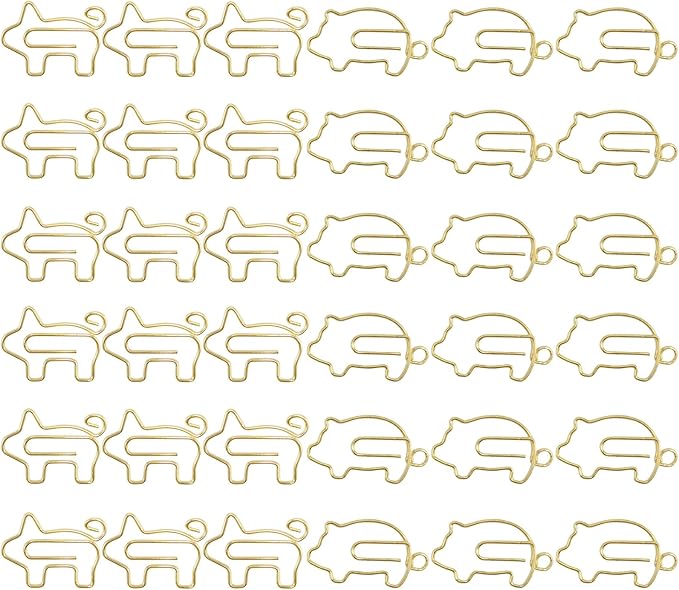 80 Pcs Gold Animal Pig Creative Metal Paper Clips - Fun Pig School Supplies for Pig Lovers(Gold Pig)