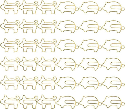 80 Pcs Gold Animal Pig Creative Metal Paper Clips - Fun Pig School Supplies for Pig Lovers(Gold Pig)