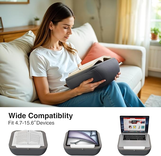 elitehood Book Stand, Comfortable Book Stand with Pillow Pad for Hand Free Reading in Bed, Bed Book Lap Holder - Minimize Neck Strain & Perfect Idea for Book Lovers in Dorm Room or Anywhere