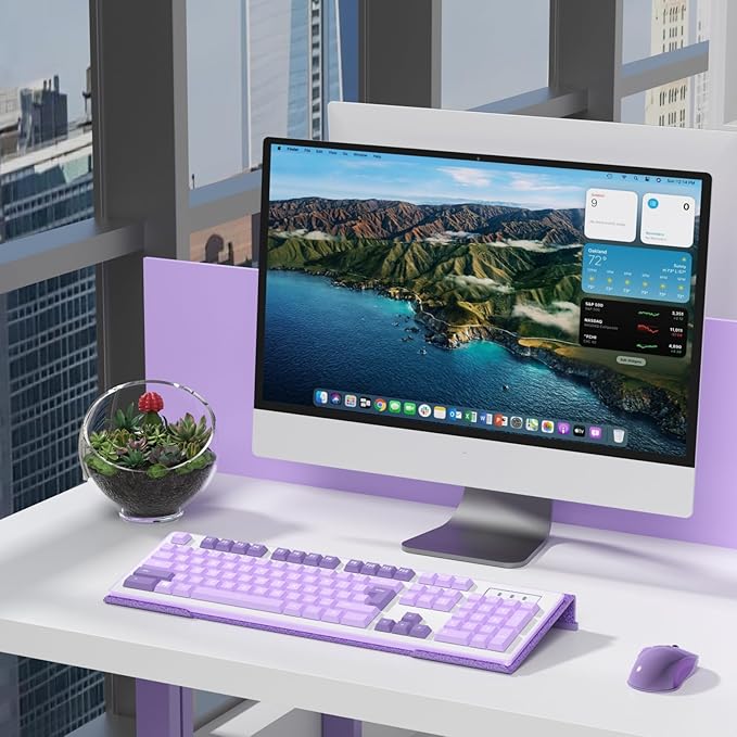 WINFFOR Comfortable Computer Keyboard Stand - Ergonomic Keyboard Riser Acrylic Tilted Keyboard Holder for Easy Typing&Working at Home Office - Fits All Keyboard Sizes - 17'' Wide (Glitter Purple)