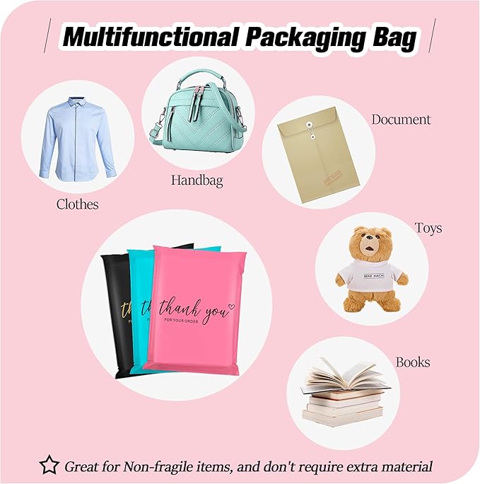 JinRuiKJ Thank You Poly Mailer - 14.5x19 Poly Mailers Variety Pack of 50, 13 Pcs Each Color, Strong Adhesive Shipping Bags for Clothing, Durable Thick Mailer Bags with Self Seal - Mixed Color