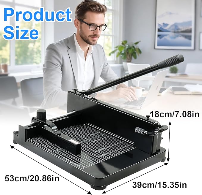 12" Guillotine Paper Cutter, Solid Steel Construction Paper Cutter for A4 Paper, 400 Sheet Capacity Guillotine Paper Cutter for Coupon, Craft Paper and Photos, Black