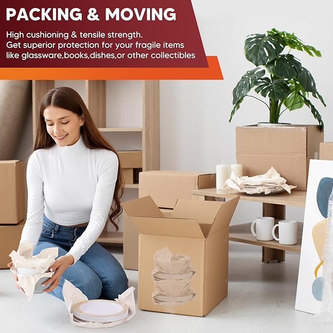 15" x 12" Packing Paper Sheets for Moving Supplies, Newsprint Paper for Moving Boxes, Wrapping Paper for Moving, Shipping, Packaging, Small Packing Box, Dishes Glasses Box Filler Materials 80 Sheets